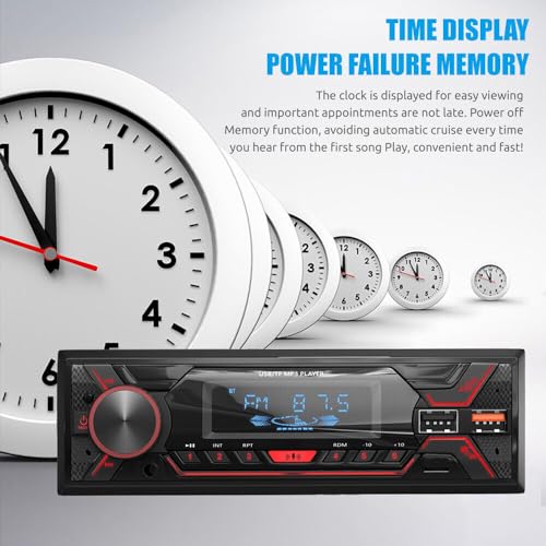 Audio Wheels Car Radio Bluetooth Single DIN Car Stereo Audio, Car Audio with Handsfree and Supports FM/ MP3/SD/AUX/Dua USB/EQ/Quick Charge | Not a CD Player - Image 5
