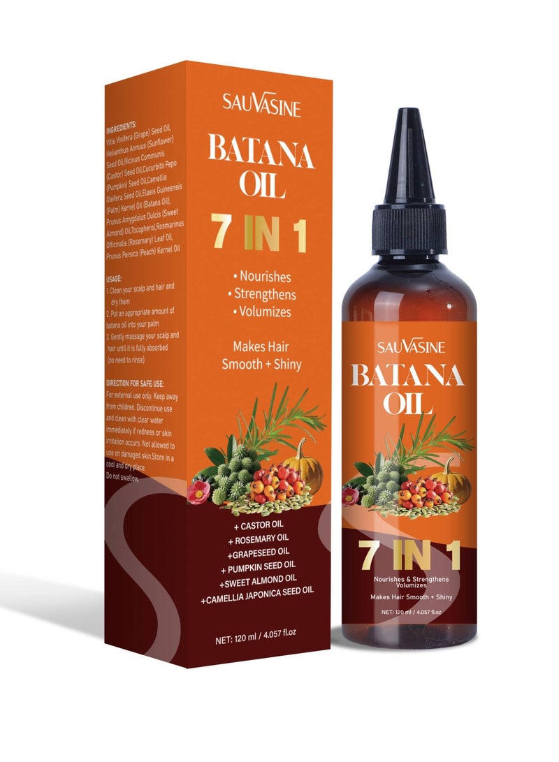 سوفازين زيت باتانا 7 في 1 لنمو الشعر للنساء والرجال مع زيت إكليل الجبل، زيت الخروع وزيت بذور القرع. يمنع الجفاف والتساقط لجميع أنواع الشعر. (120 مل / 4 أونصة سائلة) - Image 1