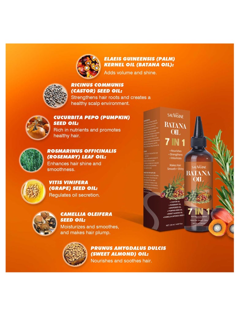 سوفازين زيت باتانا 7 في 1 لنمو الشعر للنساء والرجال مع زيت إكليل الجبل، زيت الخروع وزيت بذور القرع. يمنع الجفاف والتساقط لجميع أنواع الشعر. (120 مل / 4 أونصة سائلة) - Image 3