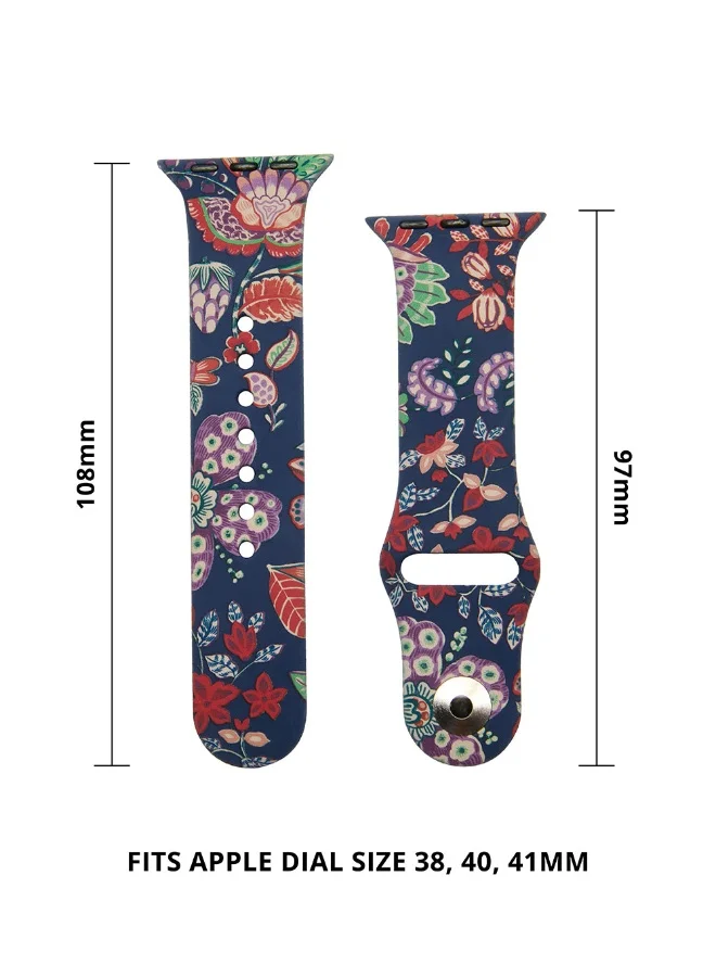 Chumbak Chumbak Batik Bloom Watchband Compatible with Apple Watches (38/40/41mm) | Watch Strap | Silicone Watch Printed Colourful Strap | PIN-AND-TUCK Closure