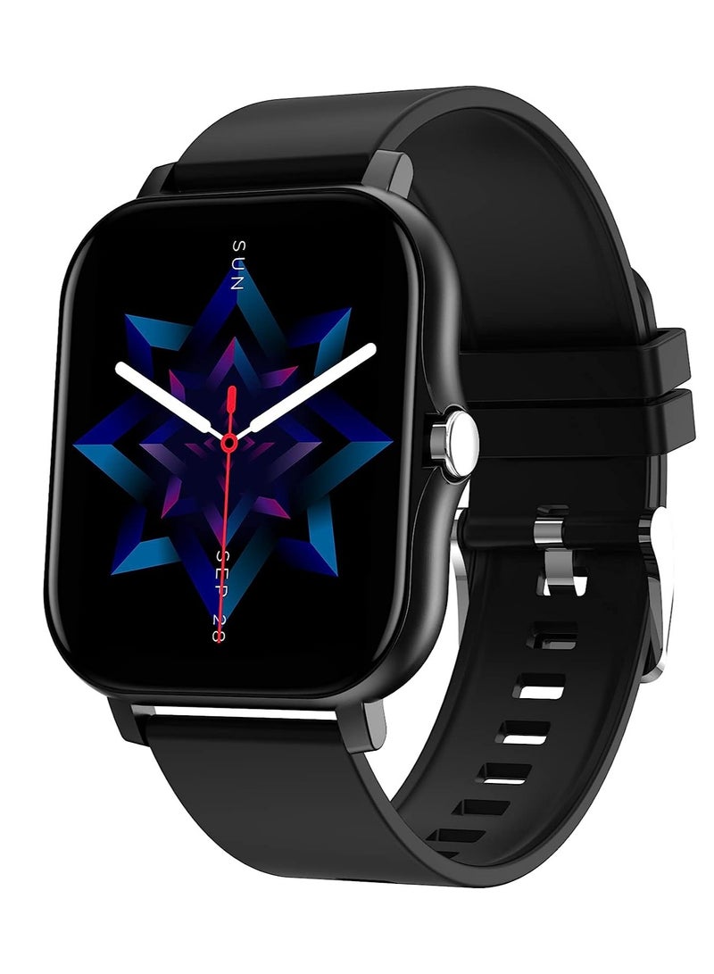 Alyashmac Smartwatch for Men and Women, 1.69 Screen with Heart Rate Monitor, Oximeter (SpO2), Pedometer, Sleep Monitor, IP68 Waterproof Smart Watch for Android and iOS (Black) - Image 1