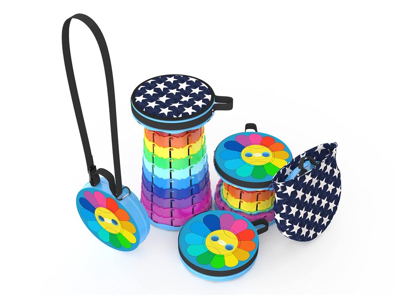 ALEVMOOM Upgraded Portable Collapsible Folding Stool with Cushion Retractable Telescoping Stool for Adults Sturdy Capacity 440lbs Camping Stool for Outdoor Hiking Garden BBQ with Bag - Image 2