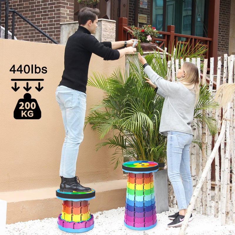 ALEVMOOM Upgraded Portable Collapsible Folding Stool with Cushion Retractable Telescoping Stool for Adults Sturdy Capacity 440lbs Camping Stool for Outdoor Hiking Garden BBQ with Bag - Image 5