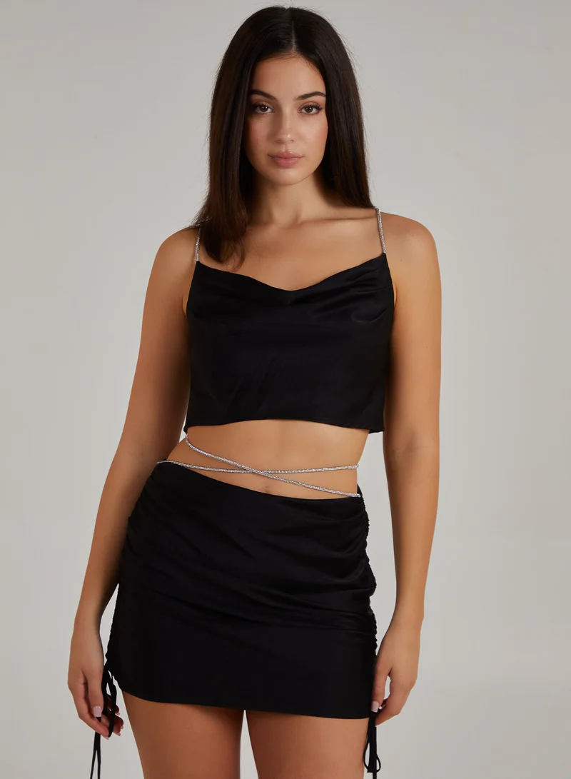 Pink Vanilla Diamante Strap Cowl Neck top