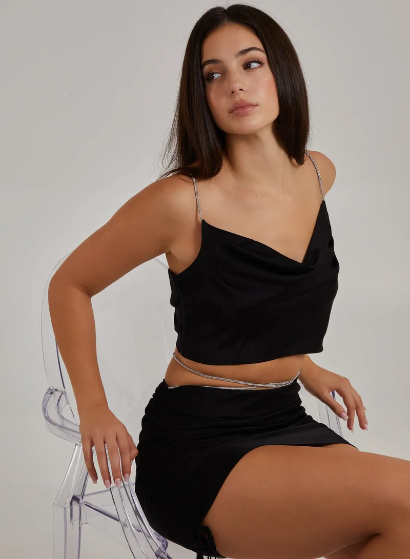 Pink Vanilla  Diamante Strap Cowl Neck top for Women | Best Price UAE