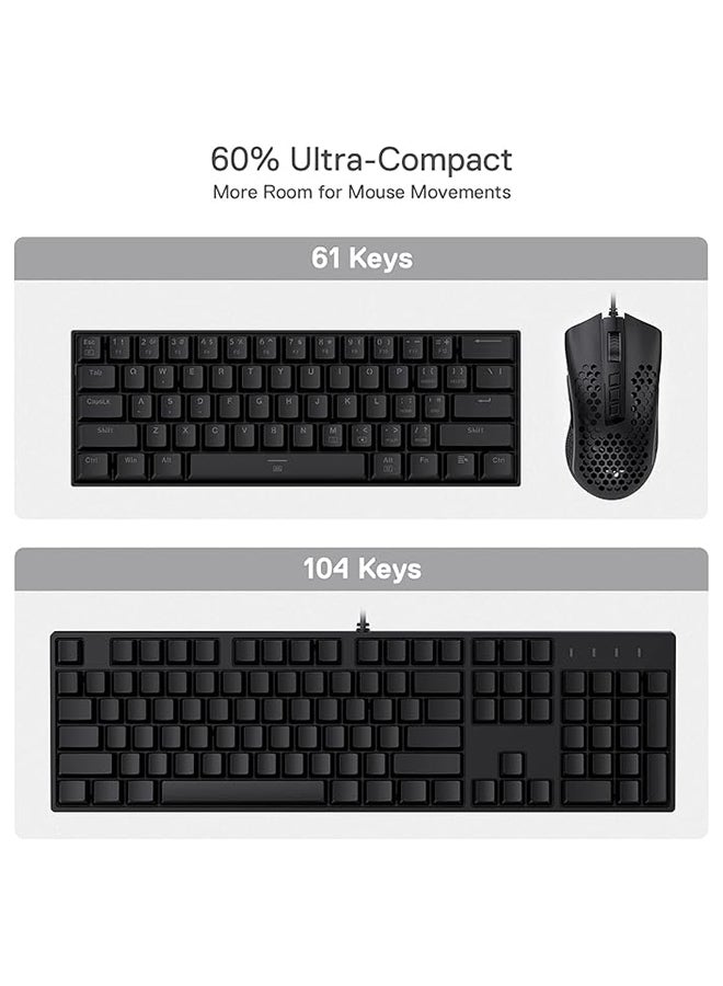 ريدراجون لوحة مفاتيح ميكانيكية سلكية Dragonborn K630 RGB 60%، مفاتيح خطية حمراء Outemu، قابلة للتبديل السريع، كابل من النوع C قابل للفصل، مفاتيح مضادة للظلال، أسود | K630RGB - Image 3