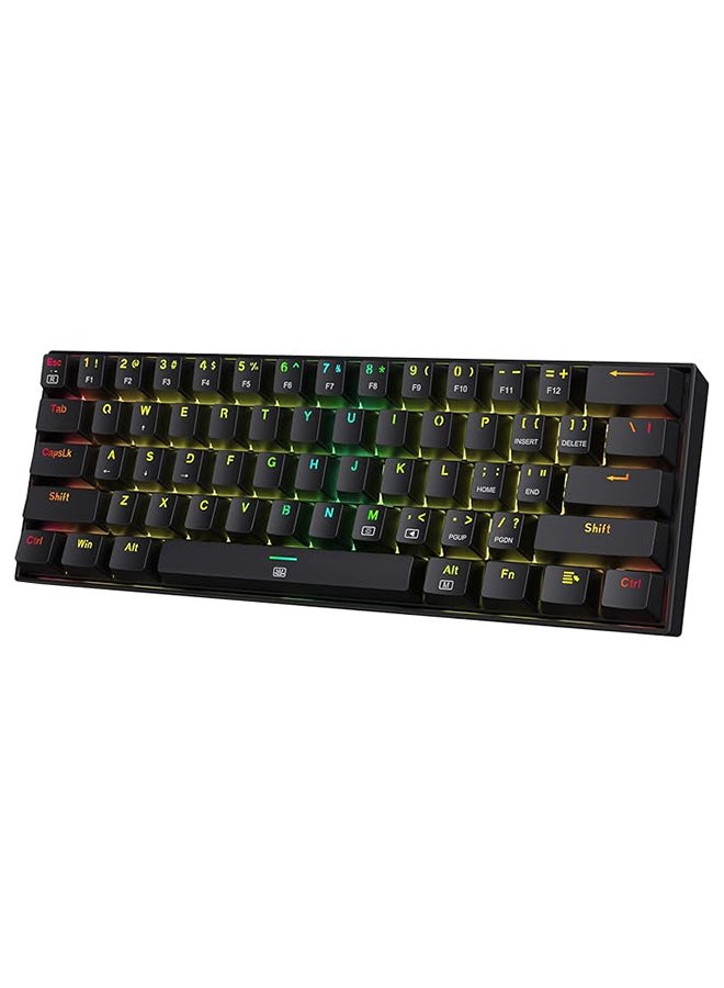 ريدراجون لوحة مفاتيح ميكانيكية سلكية Dragonborn K630 RGB 60%، مفاتيح خطية حمراء Outemu، قابلة للتبديل السريع، كابل من النوع C قابل للفصل، مفاتيح مضادة للظلال، أسود | K630RGB - Image 1