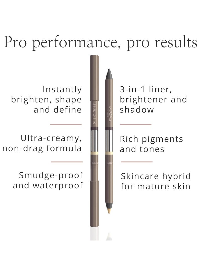 Studio 10 l Lift Longwear Eyeliner High Pigment Smudge Proof Eyeliner Pencil 3 in 1 Liner Brightener and Shadow Eye Pencil Best Eyeliner for Older Skin Shade Sea - Image 3