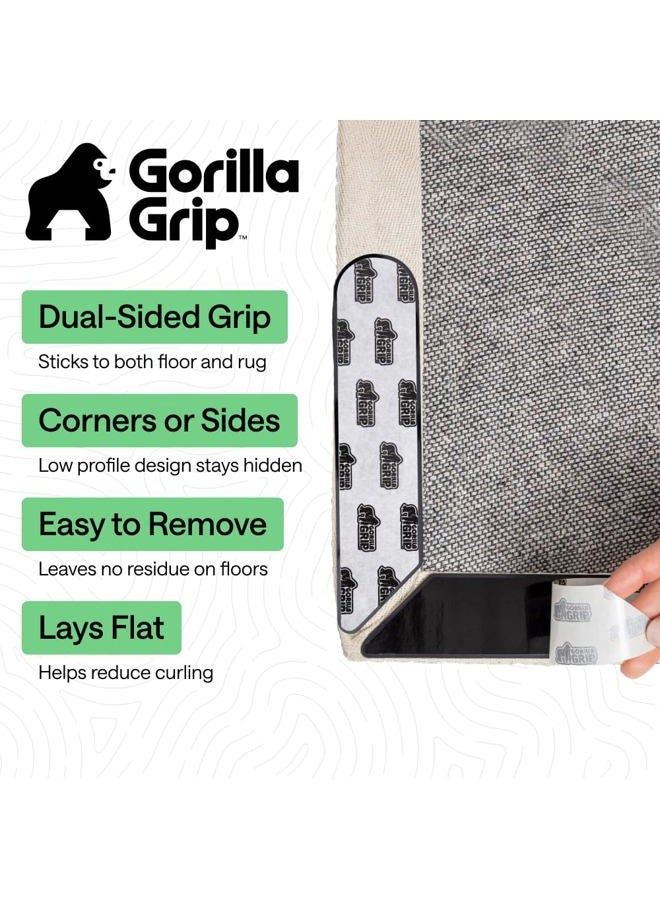 GORILLA GRIP Rug Gripper Pads, Reusable Double-Sided Stickers Keep Area Rugs Corners Flat, Grips Hardwood, Tile and Laminate Floors, Renter Friendly, Holds Down Carpet in Place, Home Décor, 8 Pcs - Image 2
