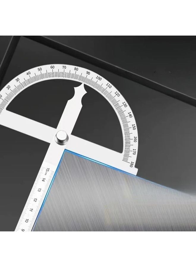 5.91 Inch Stainless Steel Angle Ruler Adjustable 180 Degree Rotating Protractor For Engineering Drawing Drafting Math Education - Image 1