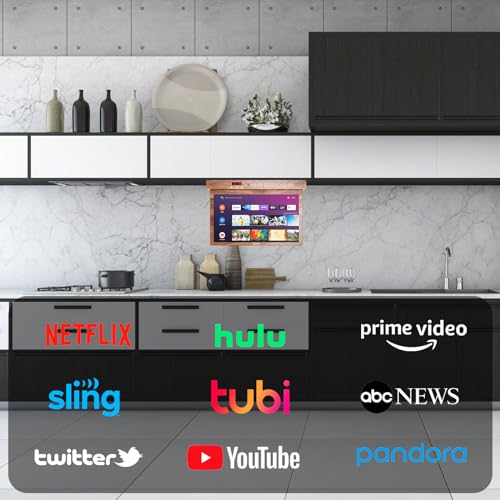 SYLVOX 15.6" Under Cabinet Smart TV – 360° Rotation, 90° Flip-Down Screen, Wireless Connectivity, Space-Saving Design for Kitchen, Bedroom, or RV. (Wood Grain Color) - Image 3