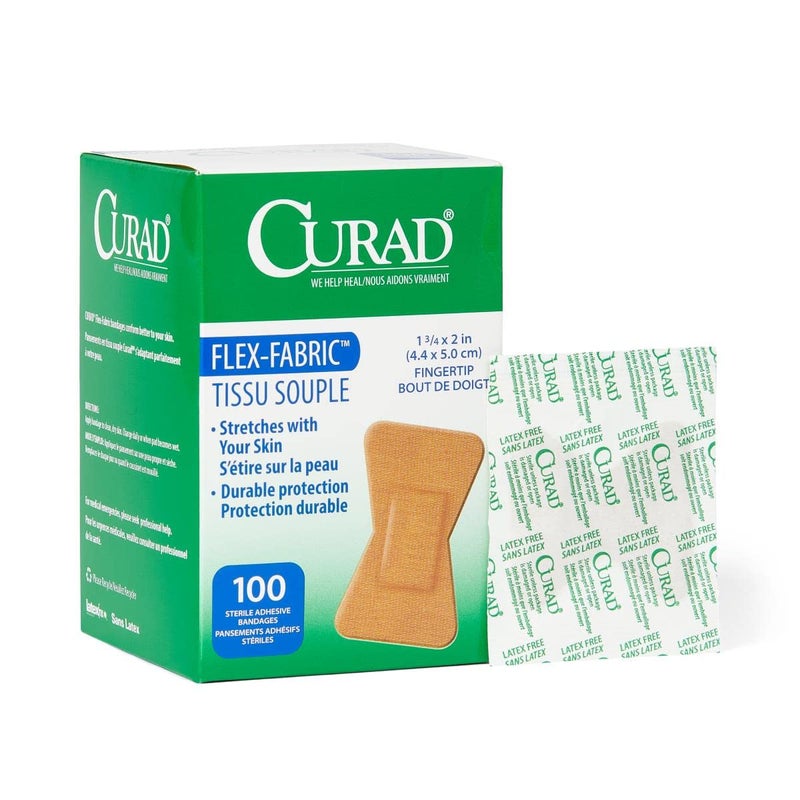 CURAD FlexFabric Adhesive Bandages for First Aid 2 x 175 Inches Fingertip 1200 Count - Image 1