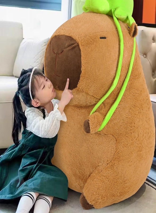 Ditucu Giant Capybara Plush with Turtle Backpack Large Jumbo Soft Capibara Stuffed Animal Big Size Fat Oversized Plushies Toys Gifts for Kids Girlfriend Brown 25 inch - Image 3