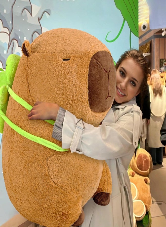 Ditucu Giant Capybara Plush with Turtle Backpack Large Jumbo Soft Capibara Stuffed Animal Big Size Fat Oversized Plushies Toys Gifts for Kids Girlfriend Brown 25 inch - Image 5