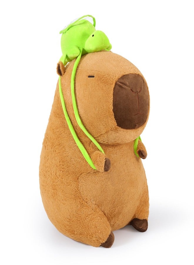 Ditucu Giant Capybara Plush with Turtle Backpack Large Jumbo Soft Capibara Stuffed Animal Big Size Fat Oversized Plushies Toys Gifts for Kids Girlfriend Brown 25 inch - Image 1