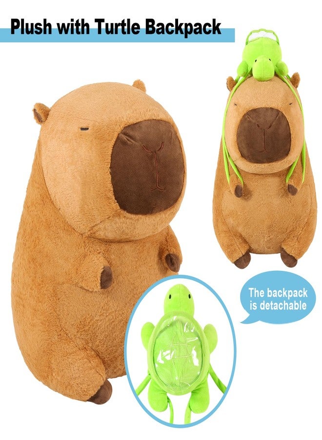 Ditucu Giant Capybara Plush with Turtle Backpack Large Jumbo Soft Capibara Stuffed Animal Big Size Fat Oversized Plushies Toys Gifts for Kids Girlfriend Brown 25 inch - Image 2