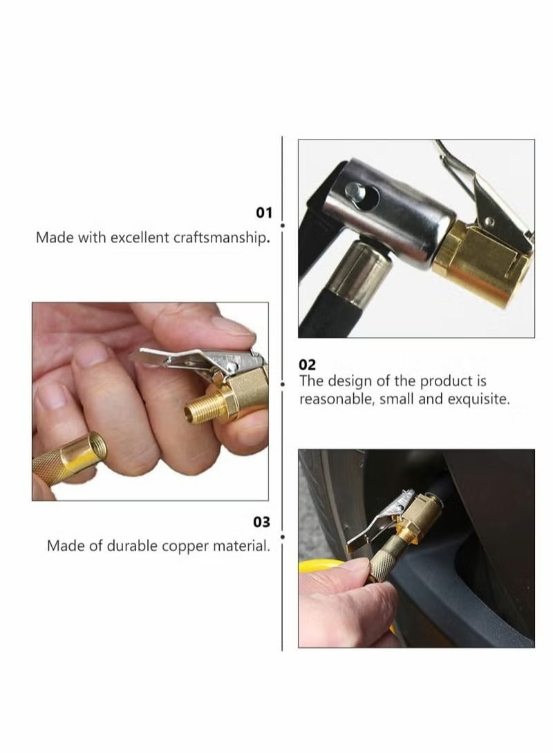 Generic 5pcs Brass Air Chuck Tire Air Chuck Heavy Duty Lock on Tire Inflator Chuck with Clip for Tire Inflator Gauge Compressor Accessories  - Image 5