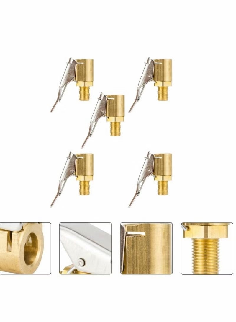 Generic 5pcs Brass Air Chuck Tire Air Chuck Heavy Duty Lock on Tire Inflator Chuck with Clip for Tire Inflator Gauge Compressor Accessories  - Image 4
