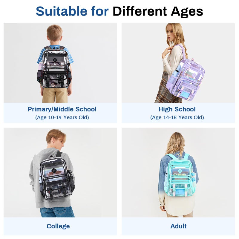 Sisipoet Clear Backpack for School, PVC Clear Bookbag Heavy Duty Transparent Backpack for Kids Boy See Through Bag for Stadium Events, Game Machine - Image 2