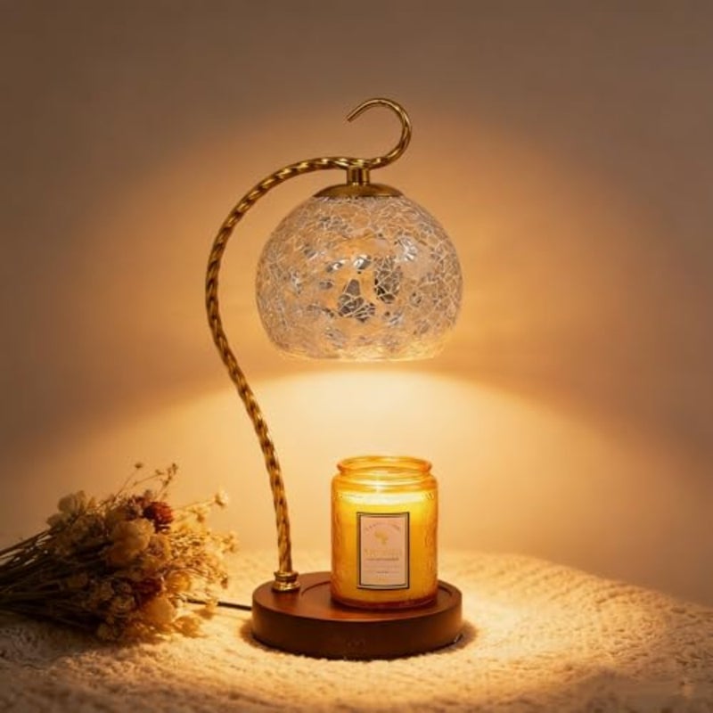 Aroma Gold Mosaic Table Lamp with Candle Holder — Cracked Glass Design, Warm Light Ambiance, Perfect for Home Decor, Bedroom, Living Room, Relaxation, and Gifting - Image 2