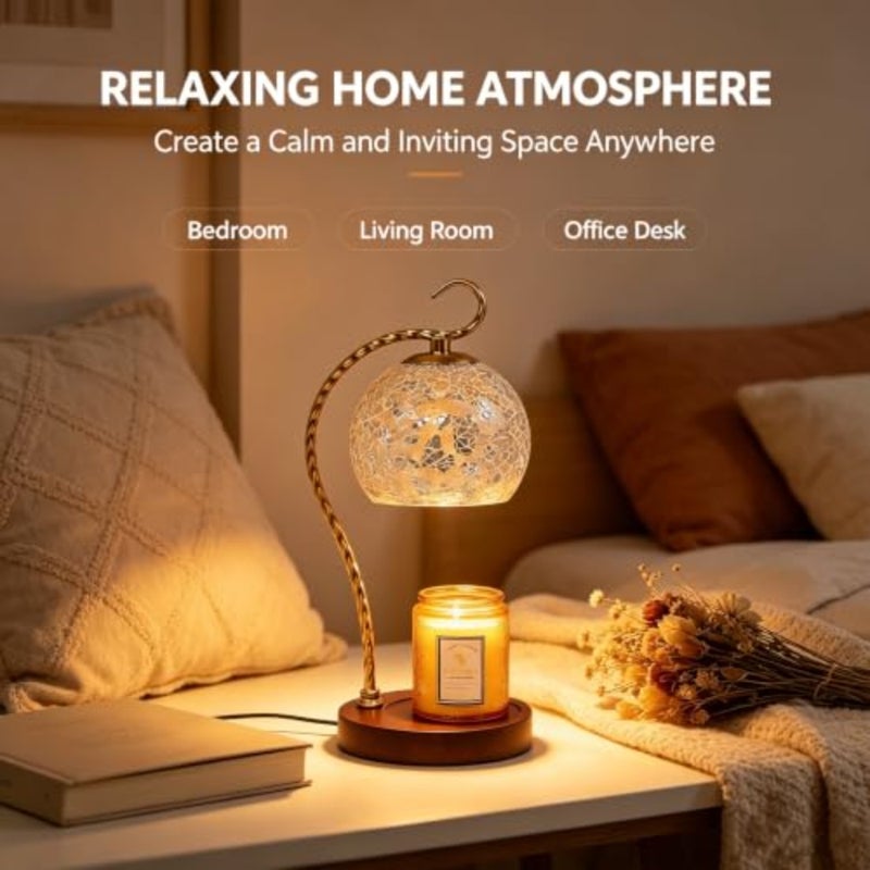 Aroma Gold Mosaic Table Lamp with Candle Holder — Cracked Glass Design, Warm Light Ambiance, Perfect for Home Decor, Bedroom, Living Room, Relaxation, and Gifting - Image 5