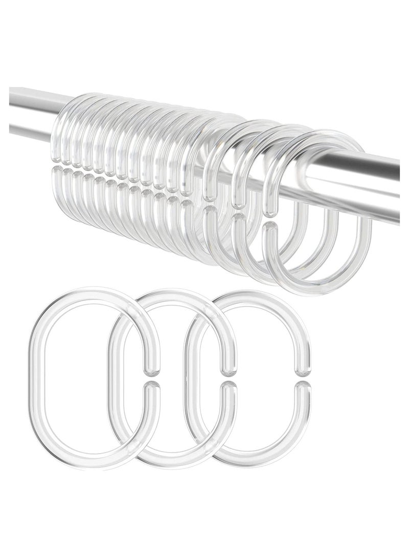 24 PCS Plastic Shower Curtain Rings Hooks,Curtain Rings Shower Curtain Hooks,Shower Curtain Rings Durable Bathroom Rings,Shower Window Rods(C-Shaped,Transparent) - Image 1