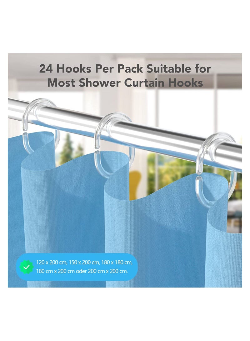 24 PCS Plastic Shower Curtain Rings Hooks,Curtain Rings Shower Curtain Hooks,Shower Curtain Rings Durable Bathroom Rings,Shower Window Rods(C-Shaped,Transparent) - Image 2
