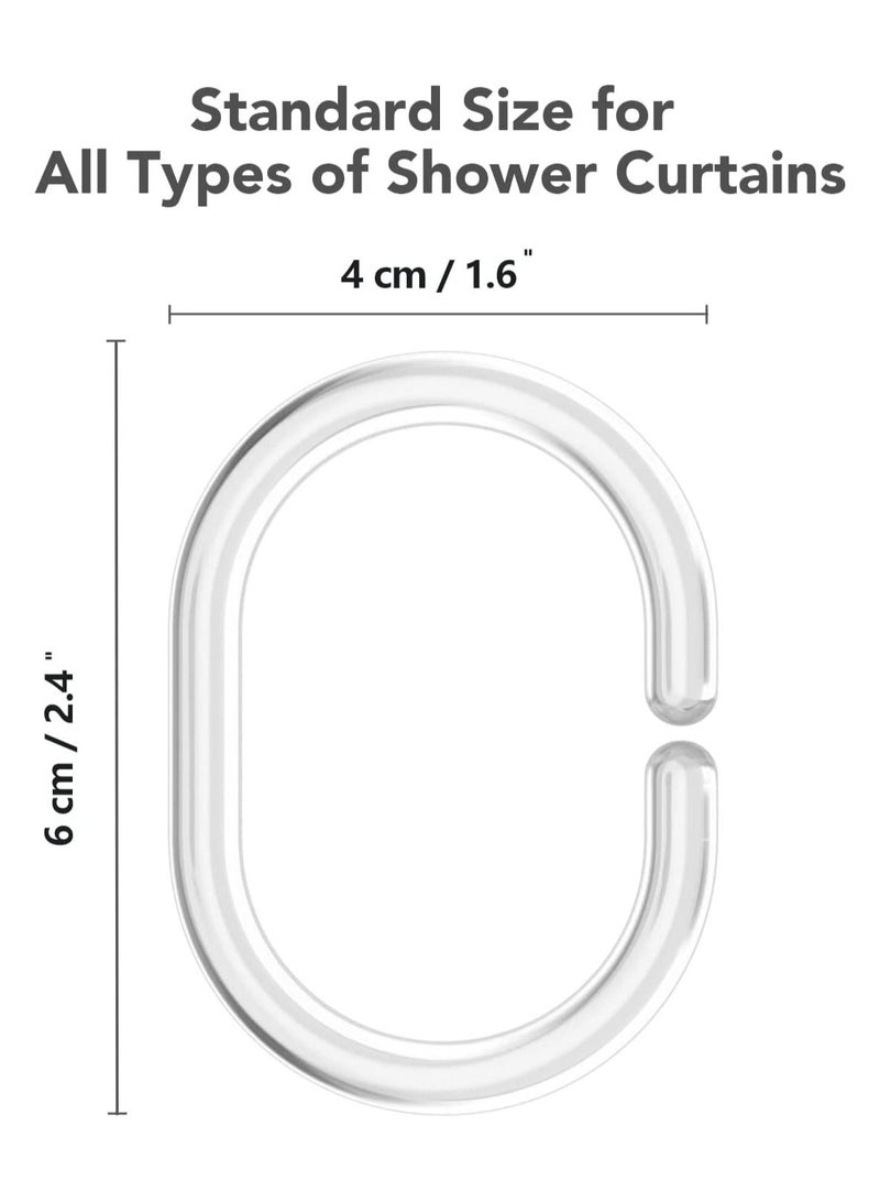 24 PCS Plastic Shower Curtain Rings Hooks,Curtain Rings Shower Curtain Hooks,Shower Curtain Rings Durable Bathroom Rings,Shower Window Rods(C-Shaped,Transparent) - Image 3