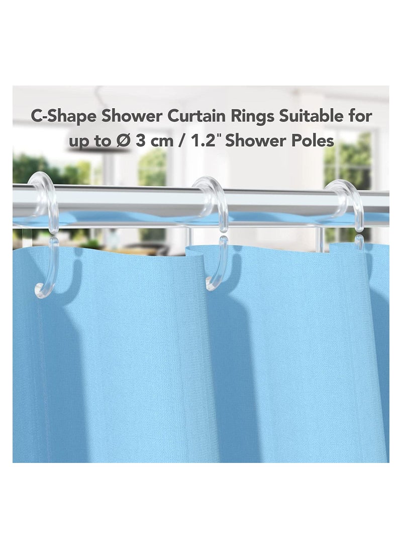 24 PCS Plastic Shower Curtain Rings Hooks,Curtain Rings Shower Curtain Hooks,Shower Curtain Rings Durable Bathroom Rings,Shower Window Rods(C-Shaped,Transparent) - Image 5