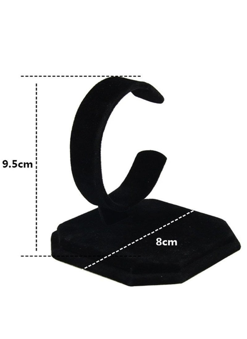 Oasisgalore - Fashion Velvet C Design Jewelry Bracelet Bangle Watch Display Rack Stand Holder (Black) - Image 1