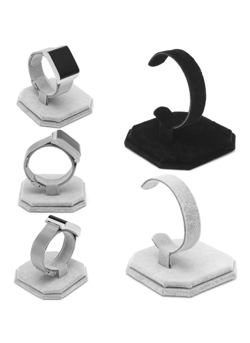 Oasisgalore - Fashion Velvet C Design Jewelry Bracelet Bangle Watch Display Rack Stand Holder (Black) - Image 1