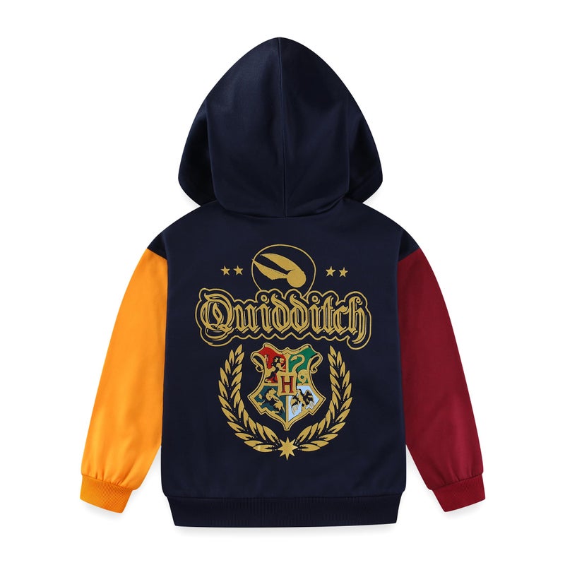 Harry Potter Hogwarts Quidditch Full Zip Up Hoodie for Big Kids Blue - Image 3