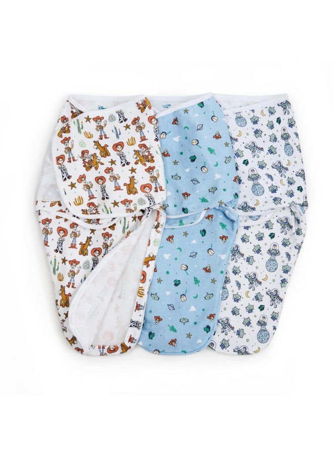 aden + anais Essentials Easy Swaddle Wrap Quick Change with Bottom Zipper, Snug Cotton Knit Baby Wrap Swaddle Blanket for Newborns, TOG 1.0, 3-Pack, Toy Story, 0-3 Months, Small/Medium - Image 1