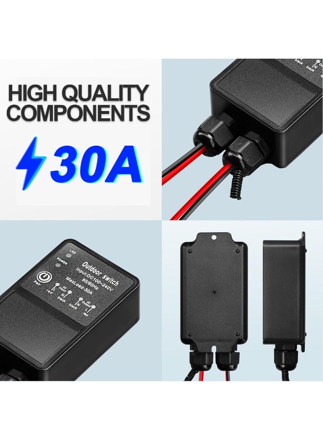 IP65 مقاوم للماء في الهواء الطلق DC اللاسلكي التحكم عن بعد التبديل ، 30A 8-80V المستقبل ، 433MHz RF التحكم مع 3 أوضاع العمل ، إشارة اختراق الجدار ، مثالية لمضخات المياه والمحركات والمعدات الصناعية - Image 3