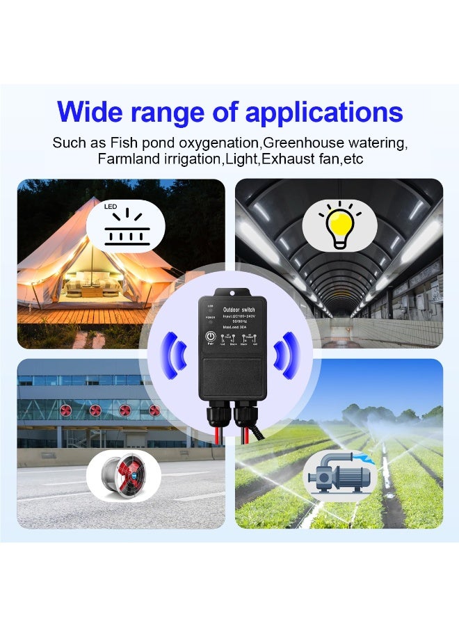 IP65 مقاوم للماء في الهواء الطلق DC اللاسلكي التحكم عن بعد التبديل ، 30A 8-80V المستقبل ، 433MHz RF التحكم مع 3 أوضاع العمل ، إشارة اختراق الجدار ، مثالية لمضخات المياه والمحركات والمعدات الصناعية - Image 5