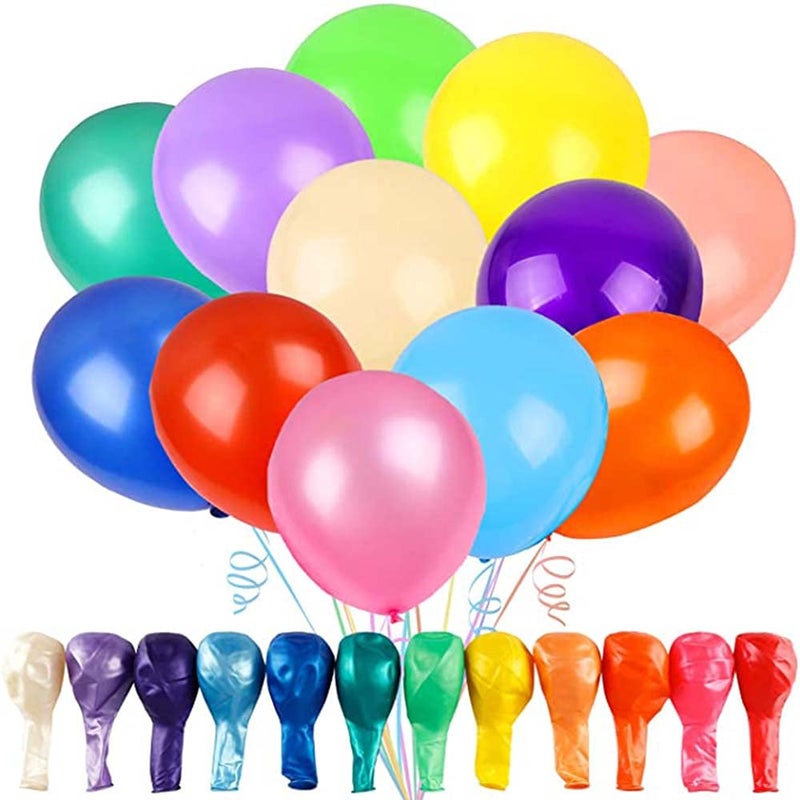 ELECDON 120 Pcs Colorful Balloons Set 12 Inches 12 Kinds of Rainbow Party Latex Balloons Party Decoration Latex Balloons Birthday Party Supplies or Arch Decoration - Image 1