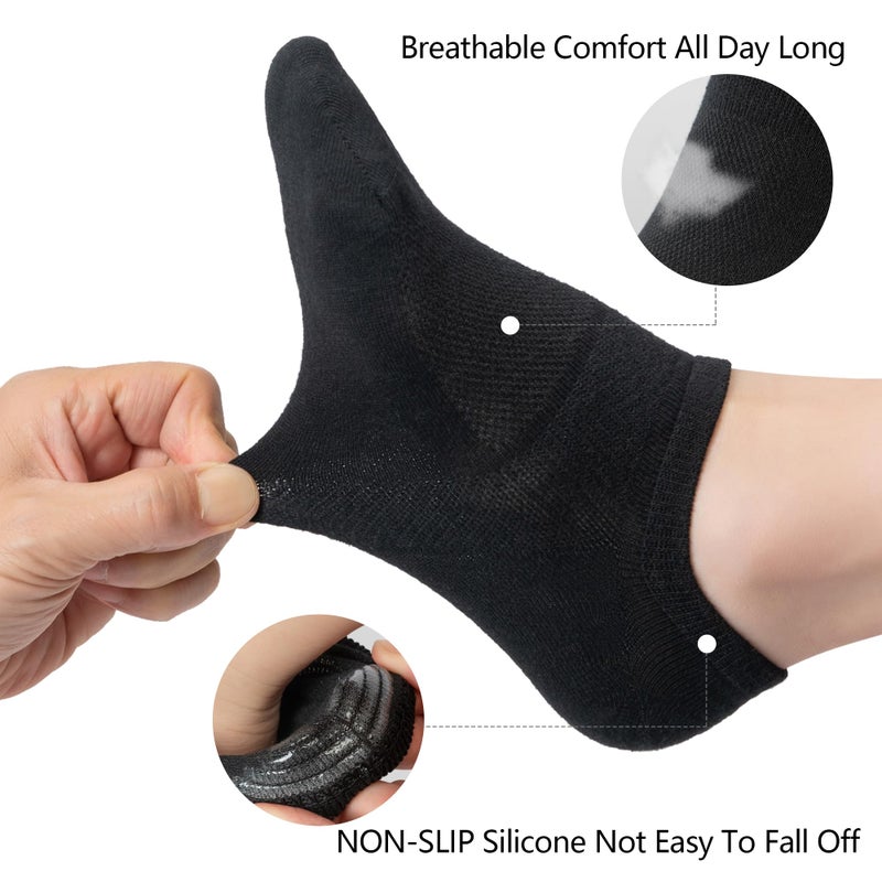Time May Tell No Show Socks Womens 8 Pairs Non Slip Low Cut Ankle Invisible Running Casual Seamless Socks(2Black,2White,2Gray,2Beige(8 pairs)) US Size 6-9 - Image 3