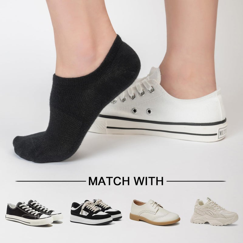 Time May Tell No Show Socks Womens 8 Pairs Non Slip Low Cut Ankle Invisible Running Casual Seamless Socks(2Black,2White,2Gray,2Beige(8 pairs)) US Size 6-9 - Image 5