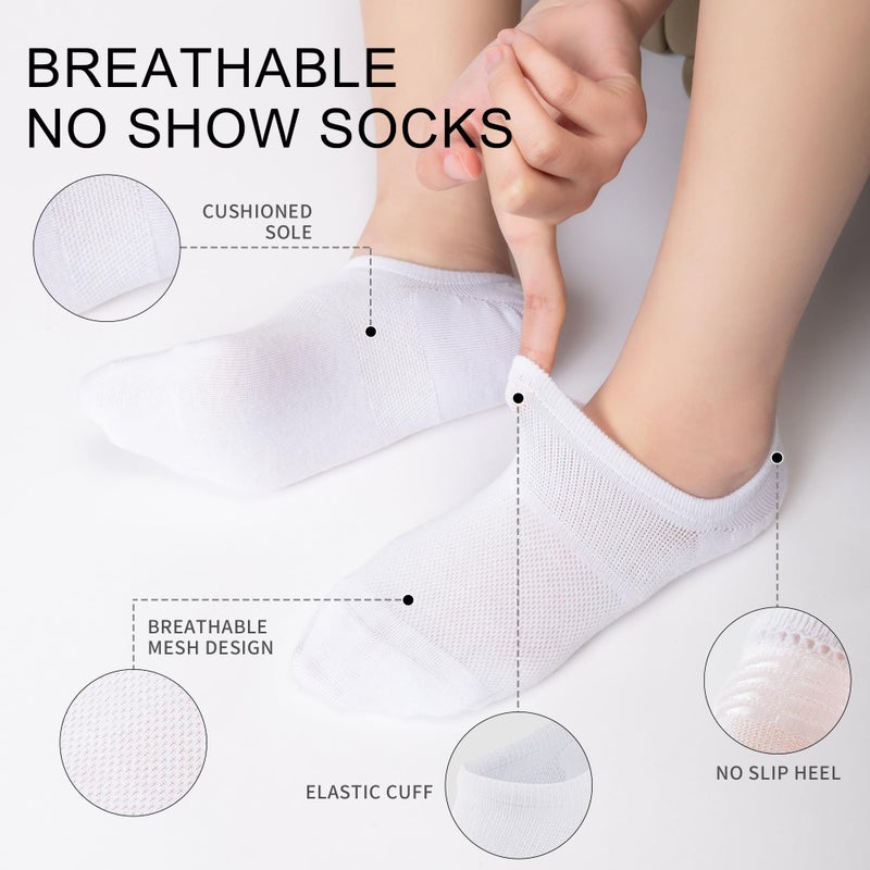 Time May Tell No Show Socks Womens 8 Pairs Non Slip Low Cut Ankle Invisible Running Casual Seamless Socks(2Black,2White,2Gray,2Beige(8 pairs)) US Size 6-9 - Image 4