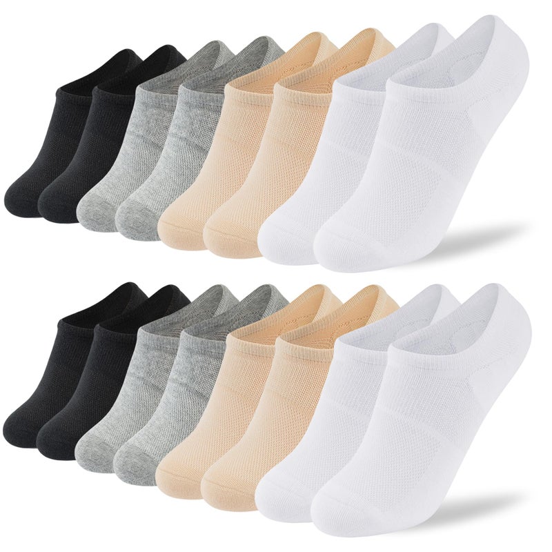 Time May Tell No Show Socks Womens 8 Pairs Non Slip Low Cut Ankle Invisible Running Casual Seamless Socks(2Black,2White,2Gray,2Beige(8 pairs)) US Size 6-9 - Image 1