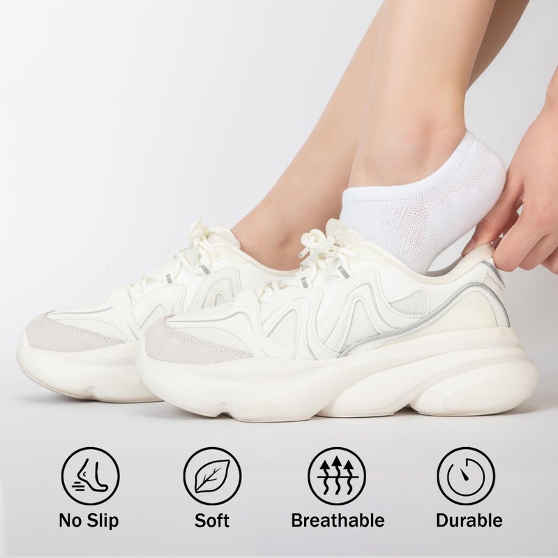 Time May Tell No Show Socks Womens 8 Pairs Non Slip Low Cut Ankle Invisible Running Casual Seamless Socks(2Black,2White,2Gray,2Beige(8 pairs)) US Size 6-9 - Image 2