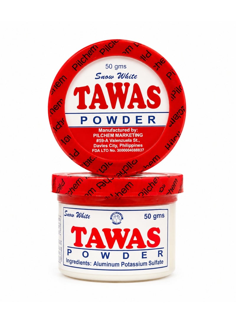 Tawas Powder Snow White Natural Mineral Alum for Face & Body Care, 50g - Image 1