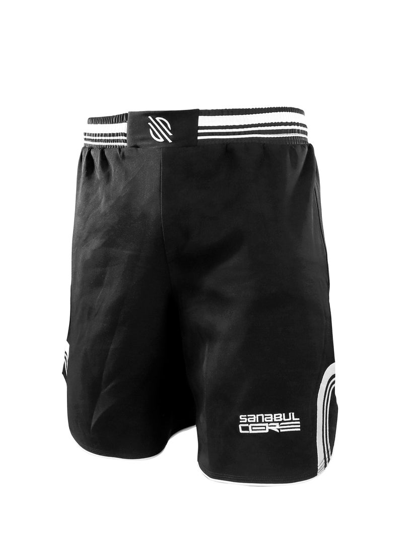 Sanabul Core MMA Shorts for Men  Boxing No Gi Jiu Jitsu Grappling BJJ Shorts BLACK/WHITE 2-XLARGE - Image 1