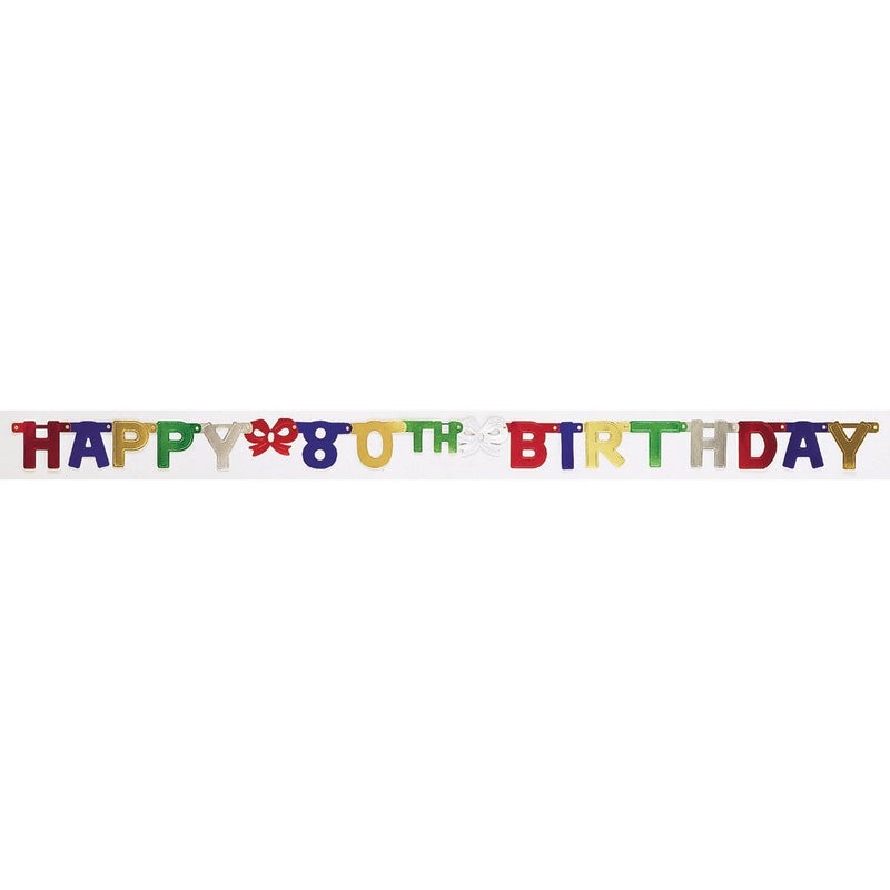 Creative Converting Party Decoration Jointed Banner, Happy 80th Birthday, 6-Feet - Image 2