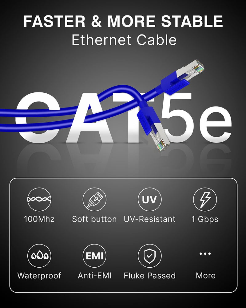 FEDUS 1000 MBPS 25 Meter High Speed RJ45 Cat5e Ethernet Patch Cable LAN Cable Internet Network Computer Cable Cord High Speed Gigabit Category 5 Wires for Modem, Router, Camera, LAN ADSL BLUE - Image 3