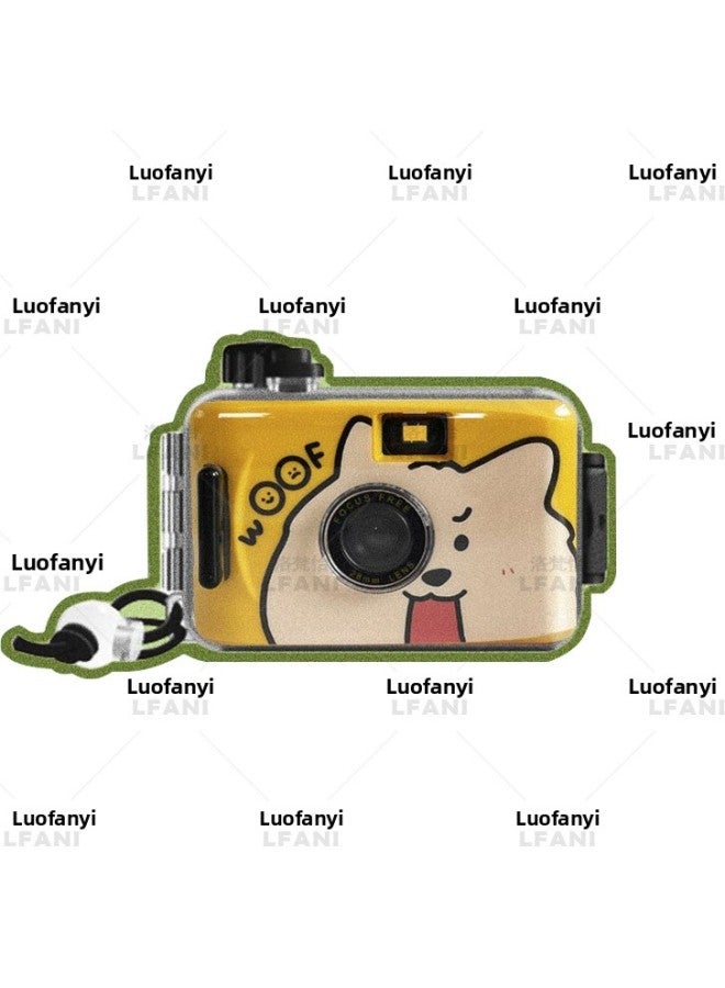 Custom Waterproof Fool Sport Non Disposable Film Camera Retro Film Student Kids Camera-Color:woof Samoyed Illustration  - Image 1