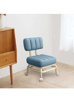 Jukkre Jukkre Small Office Chair, Backrest, Rolling Chair, Square Nail Chair, Thick Cushion, Nail Stool, 360° Rotating Wheel, Mini Stool, Low Stool, for Kids, Small Chair, Low Floor, Swivel Chair (Sky)  - Image 1