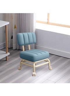 Jukkre Jukkre Small Office Chair, Backrest, Rolling Chair, Square Nail Chair, Thick Cushion, Nail Stool, 360° Rotating Wheel, Mini Stool, Low Stool, for Kids, Small Chair, Low Floor, Swivel Chair (Sky)  - Image 3
