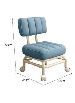 Jukkre Jukkre Small Office Chair, Backrest, Rolling Chair, Square Nail Chair, Thick Cushion, Nail Stool, 360° Rotating Wheel, Mini Stool, Low Stool, for Kids, Small Chair, Low Floor, Swivel Chair (Sky)  - Image 2