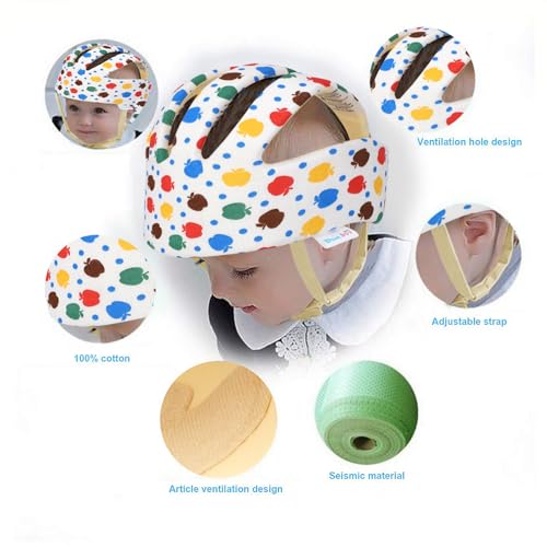 DearJoy Baby Head Protector for Safety Harness of Kids 6M to 3 Years- Baby Safety Helmet with Corner Guard Protection + Baby Kneepads for Crawling (Apple Print),Pack of 1, Multicolor - Image 5